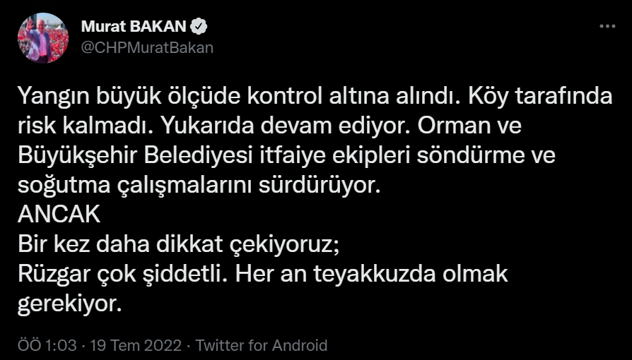 Çeşme'deki yangın kontrol altına alındı