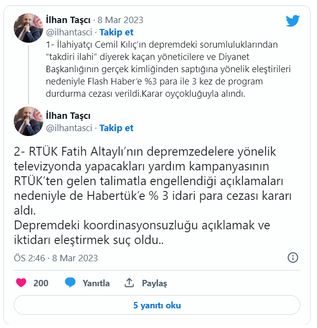 RTÜK, deprem cezalarına devam ediyor