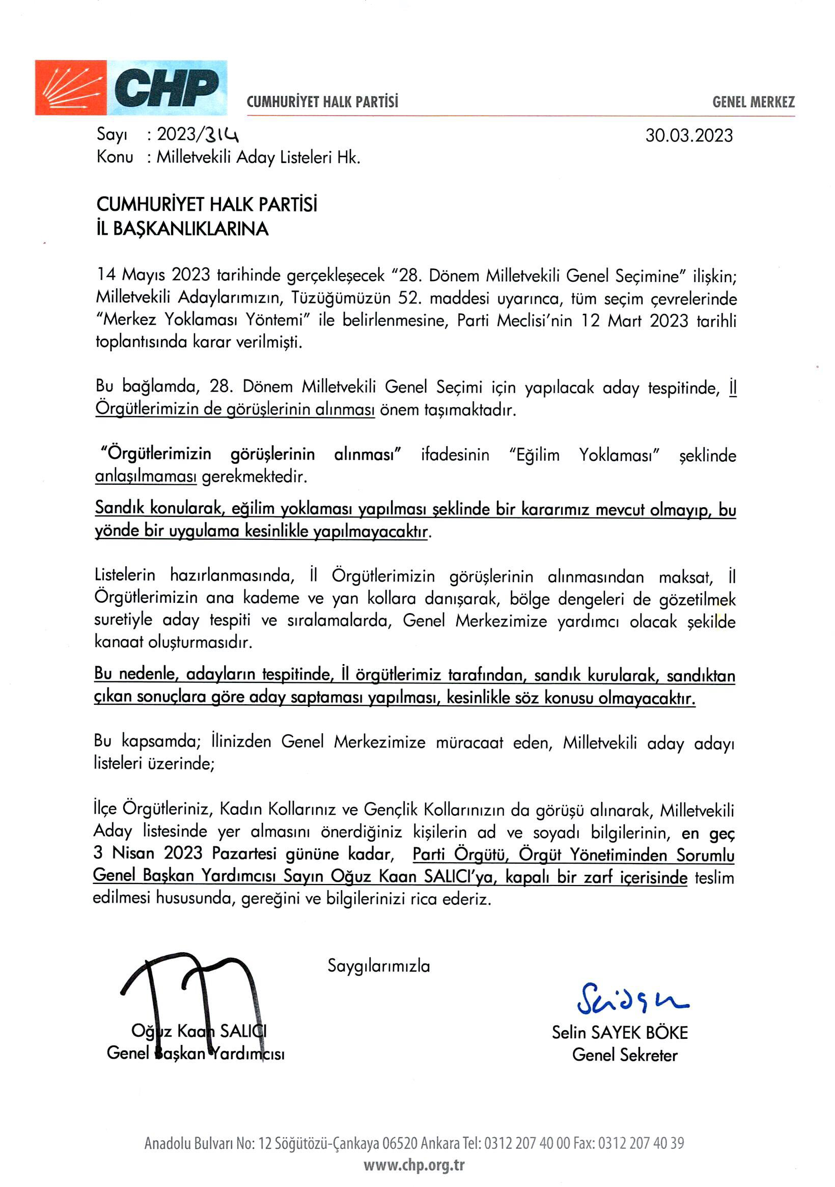 CHP’de adaylar merkez yoklaması yöntemiyle belirlenecek