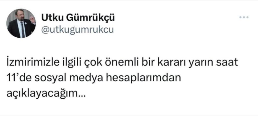 Utku Gümrükçü'den son dakika