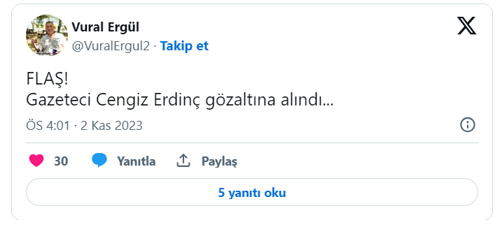 Gazeteci Cengiz Erdinç gözaltına alındı