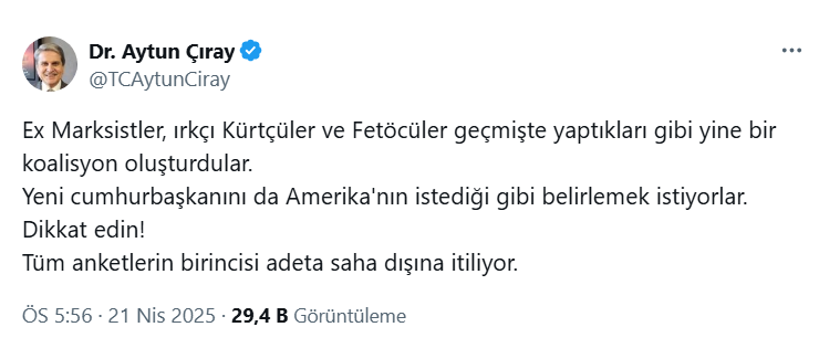 Çıray'dan dikkat çeken açıklama: 