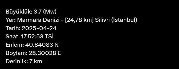 İstanbul'da Bir Şiddetli Deprem Daha