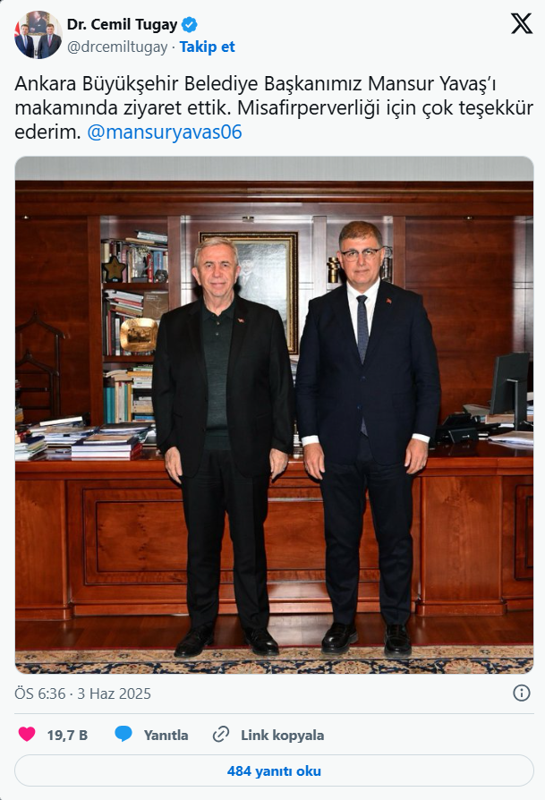 Cemil Tugay, Bakan Uraloğlu’nu ziyaret etti