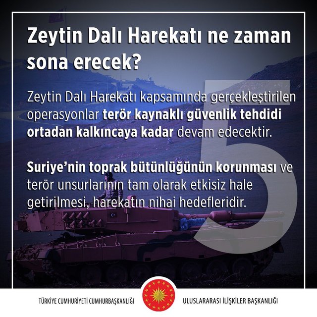 Cumhurbaşkanlığı'ndan Zeytin Dalı Harekatı'yla ilgili 10 soruya 10 cevap 8